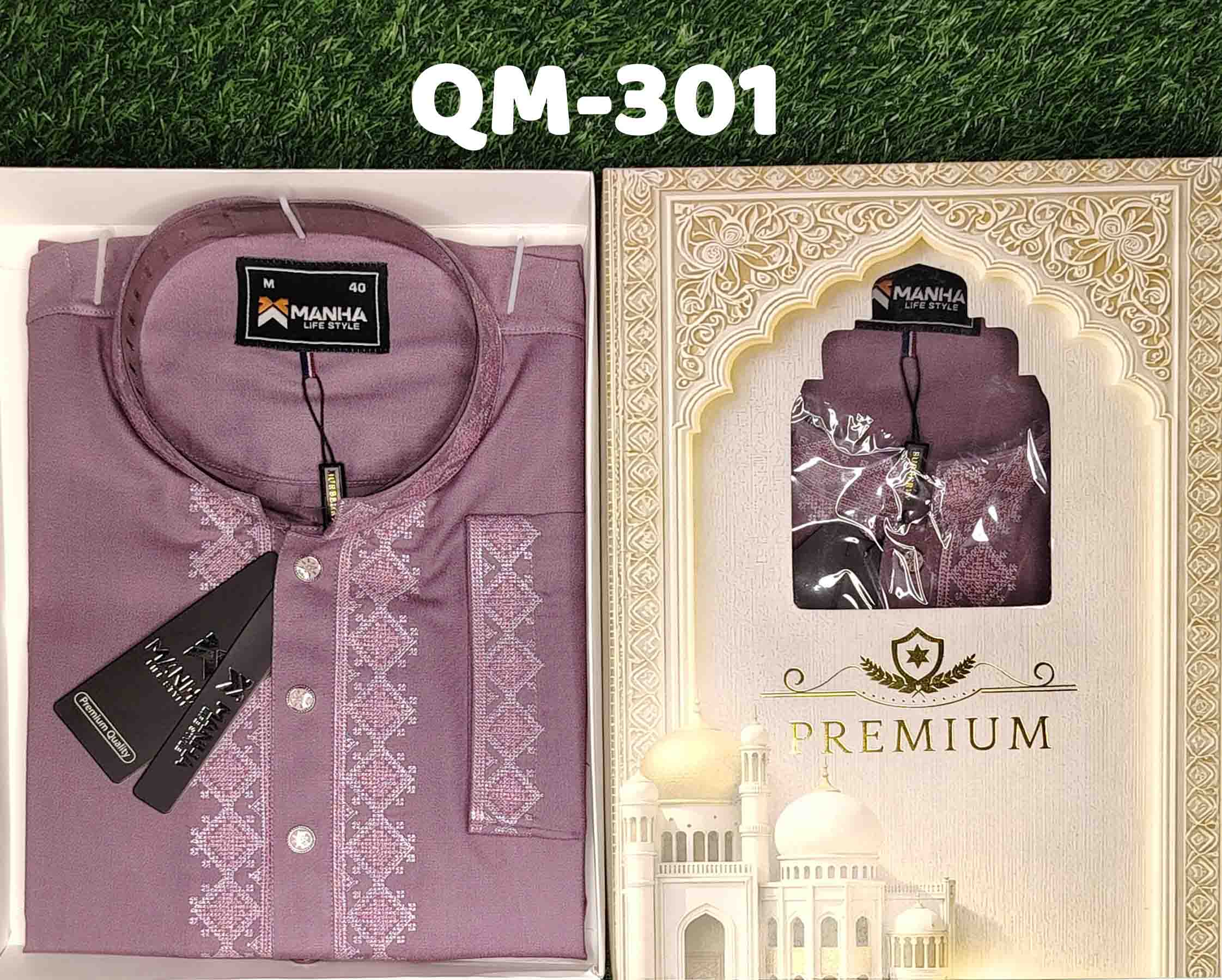 Manha Lifestyle Panjabi - Purple Embroidery