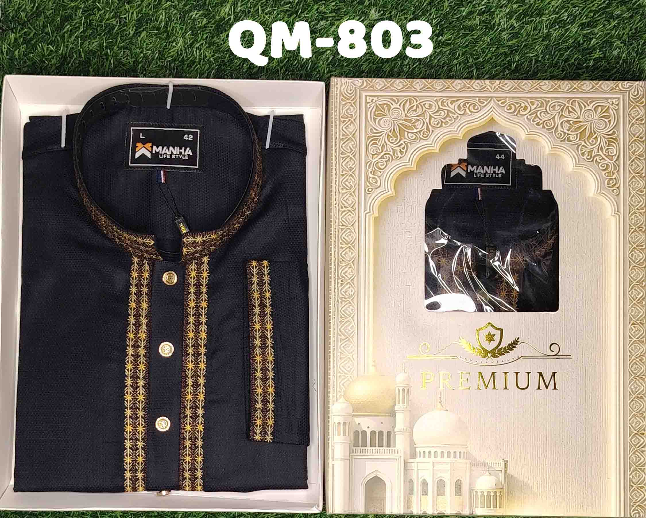 Manha Lifestyle Panjabi - Black Gold Star